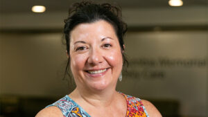 Portrait of woman in hospital corridor