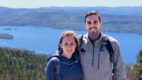Jess Calderone, ’21, left, and Noah Walters, ’21, right, hiking the Adirondacks