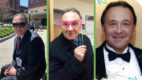 Candid photos of Howell “Howie” Morris, longtime director of Imaging and Related Services - sitting outside the Patient Pavilion entrance, posing with oversized glasses for breast cancer awarness, dressed in a tuxedo