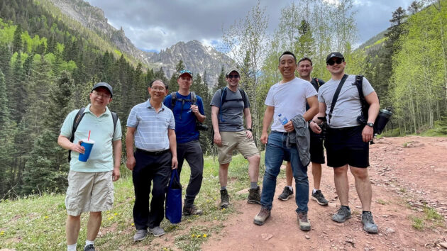 EHE researchers, including John Lamar, PhD (third from left), take a break from the annual EHE workshop to hike near Telluride, Colorado