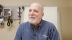 COPD patient Mark Faber in an exam room
