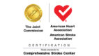 Combined logos of The Joint Commission and the American Heart Association, signifying certification of meeting the standards for comprehensive stroke care.