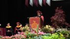 Graduate student speaker at the podium at Albany Medical College's 2024 Commencement ceremony