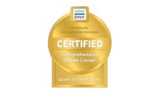 DNV Healthcare Accreditation Services gold certification seal for a comprehensive stroke center