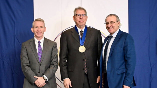 From left, Dennis McKenna, MD, Jeffrey M. Friedman, MD, PhD, Alan Boulos, MD