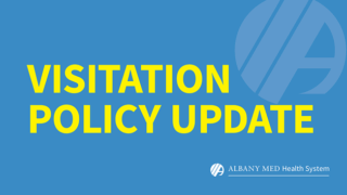 Visitation policy update graphic with Albany Med Health System logo