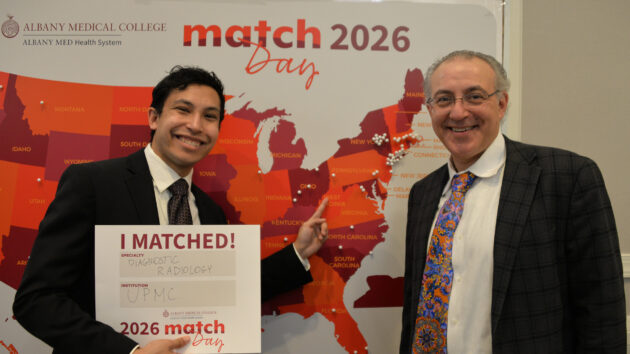 Dr. Alan Boulos and son, Mateo, at Match Day 2026