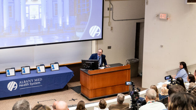 Dr. Mouzakes at Pillars of Nursing ceremony.